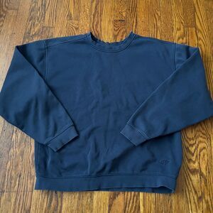Y2K Solid Blue Crew Neck Sweatshirt Men's Minimalist Boxy Fit Blank Vintage